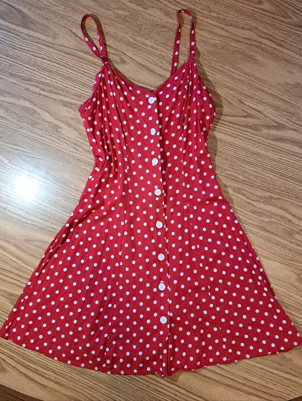 Vintage Red & White Polka Dot Button-Front Mini Dress